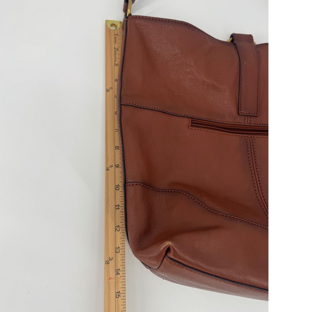 Frye Leather Hobo Bag Womens Large Cognac Brown Boho Classic Everyday Bag - Picture 6 of 10
